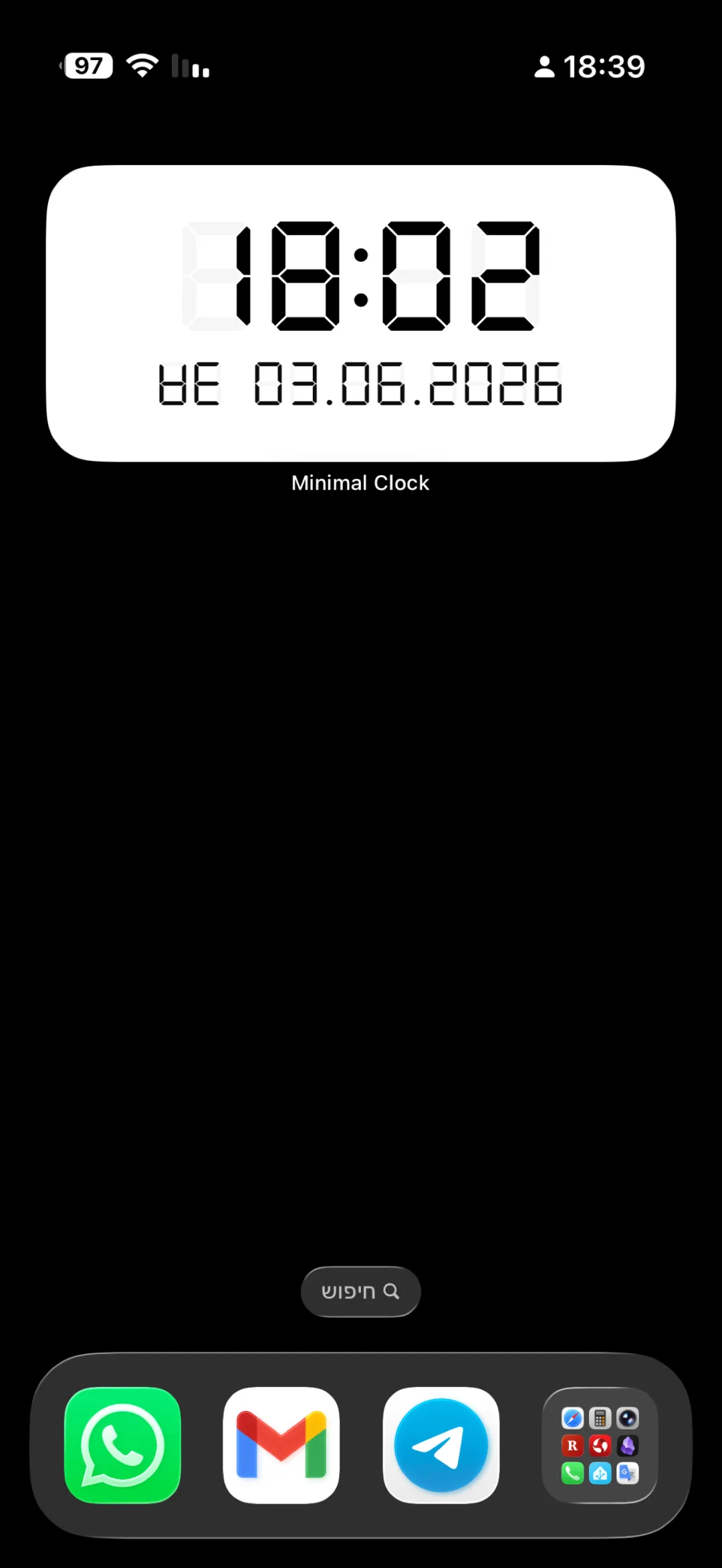 The Clock + Date widget in the Light theme, showing the time, weekday, and date.